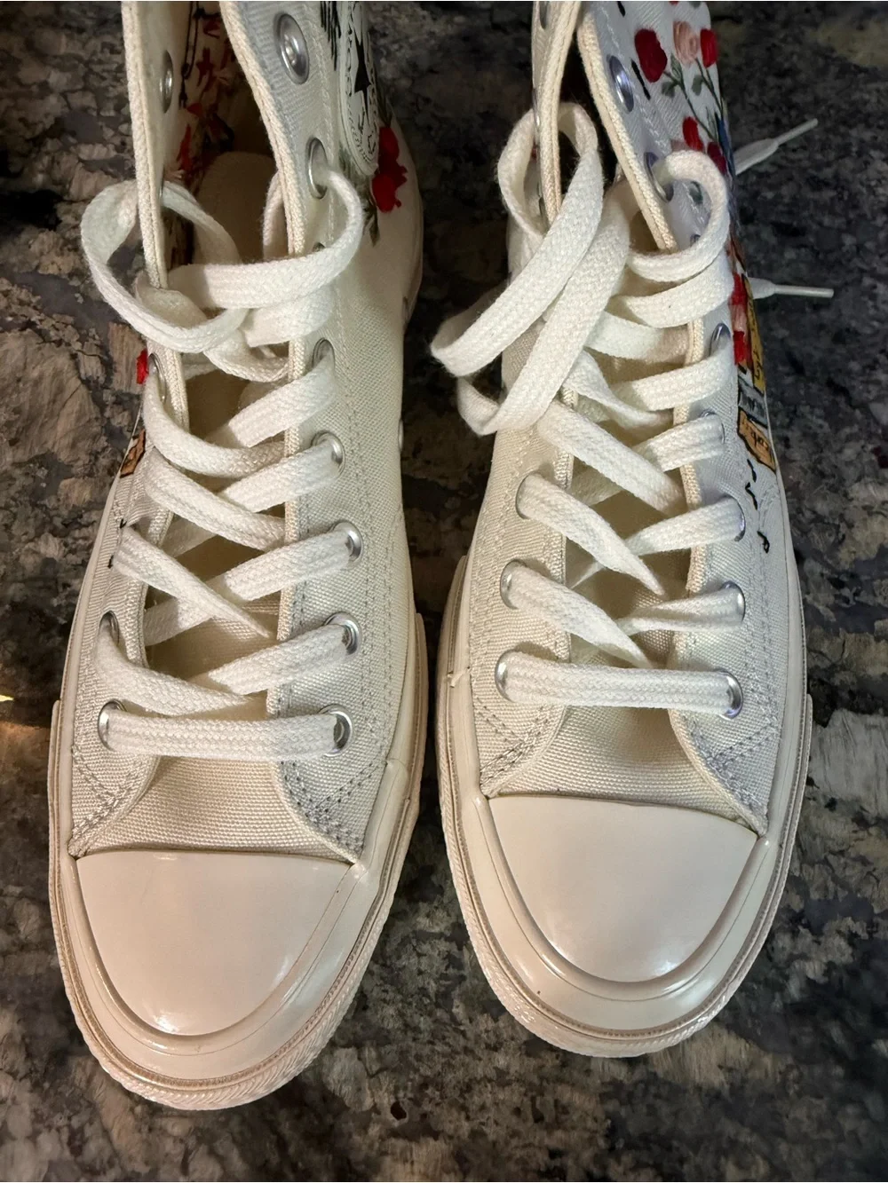 Converse Cream High-Top Sneakers with Floral, Book & Music Embroidery - Picture 9 of 10